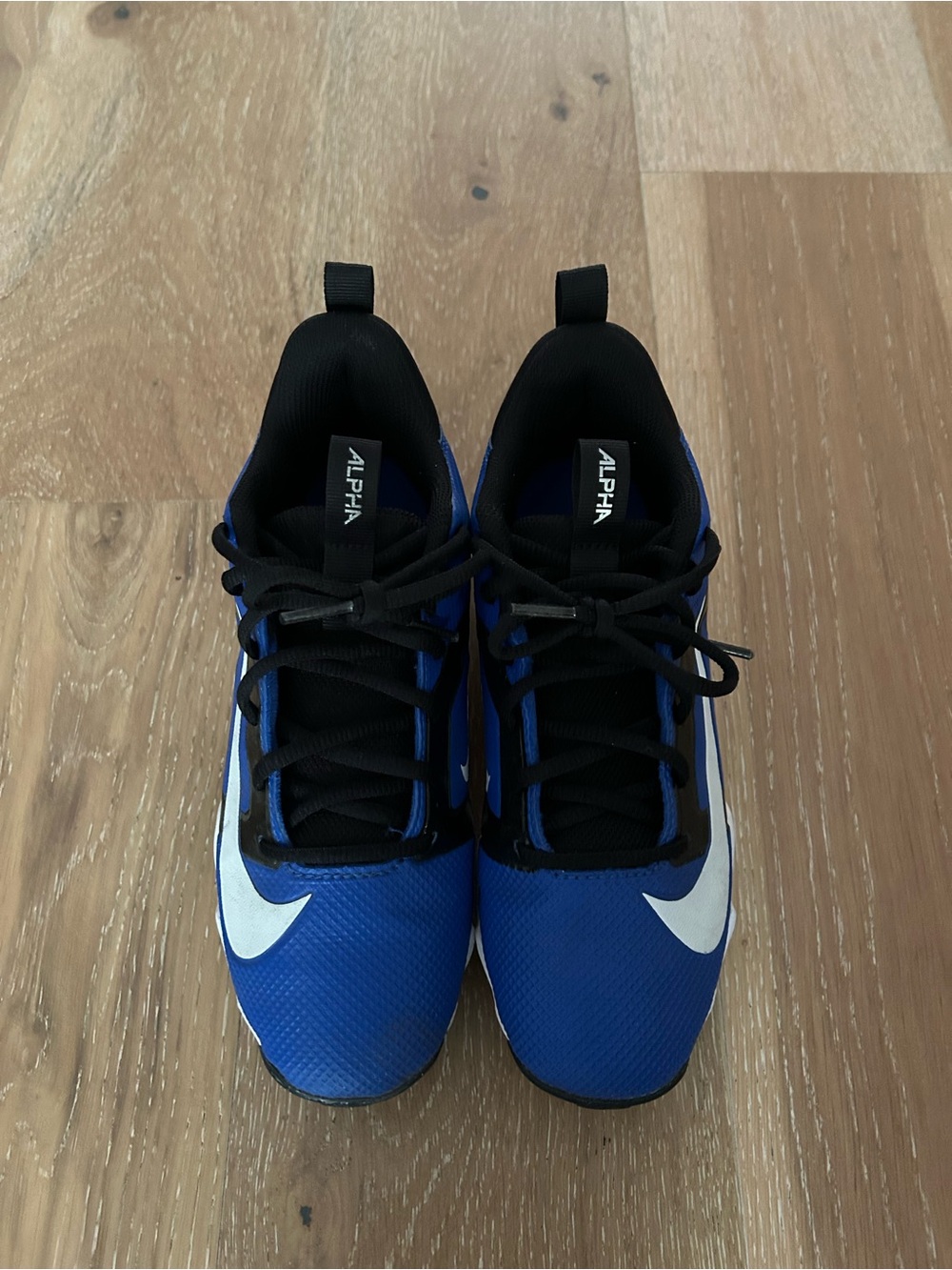Nike Kids Blue and Black Cleats Boys 4.5 with White Swoosh
